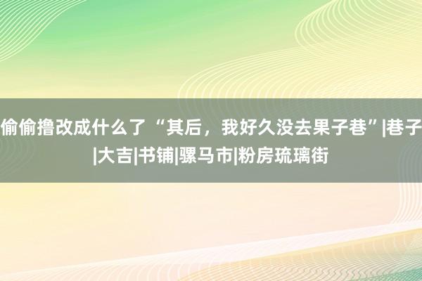 偷偷撸改成什么了 “其后，我好久没去果子巷”|巷子|大吉|书铺|骡马市|粉房琉璃街